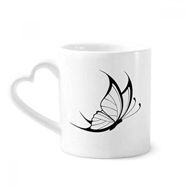 Imagem de Caneca borboleta preta vintage simples voadora café cerâmica copo de coração de vidro