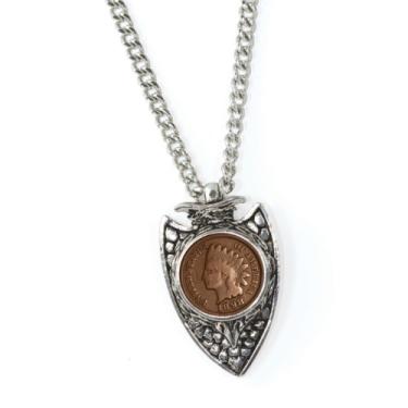 Imagem de American Coin Treasures Colar masculino com pingente indiano Cent Arrowhead 1800