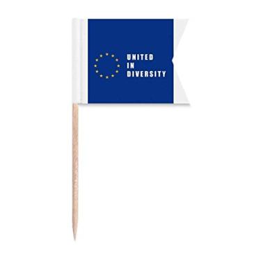 Imagem de Slogan de Unificação de Diversificação Europeia Bandeiras de palito de dente Marcação para Bolo de Festa Prato de Queijo