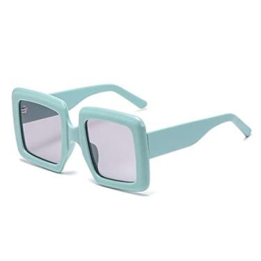 Imagem de Óculos de sol quadrados polarizados para mulheres moda verde leopardo gradiente óculos de sol femininos elegantes, cinza verde, tamanho único