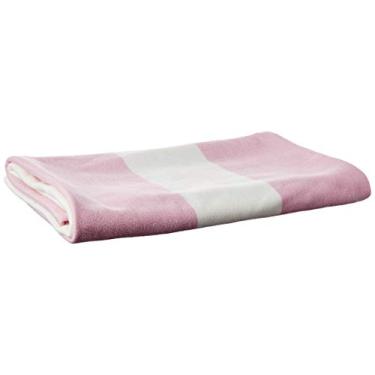 Imagem de Coisas de Nine Cobertor Stripes Branco Amarelado Com Estampa Rosa Único