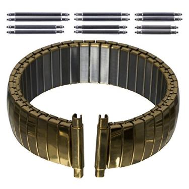 Imagem de Gilden Pulseira de relógio masculina de aço inoxidável espelhada refletiva 16-20 mm 516, Dourado, Moderno