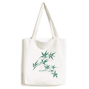 Imagem de Bolsa tote de lona com estampa de cultura verde de bambu, bolsa de compras casual