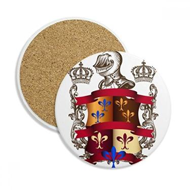 Imagem de Armadura Emblema Medieval Cavaleiros da Europa Caneca Porta-copos Proteção de Mesa Pedra Absorvente
