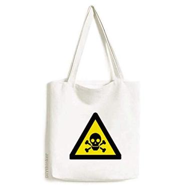 Imagem de Símbolo de aviso amarelo preto triângulo envenenamento bolsa sacola de compras bolsa casual bolsa de mão