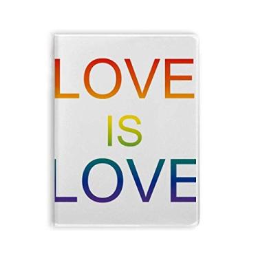 Imagem de LGBT Caderno com a bandeira do arco-íris, Love Is Love, capa de goma