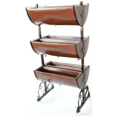 Imagem de Horta Vertical 6 Jardineiras Marrom Suporte Plantas com Roda