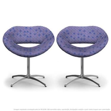 Imagem de Kit 2 Cadeiras Beijo Colmeia Lilás E Rosa Poltrona Decorativa Com Base