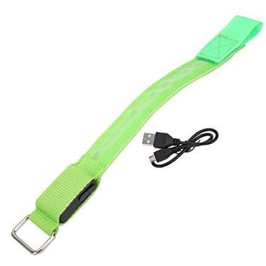 Imagem de 01 Pulseira de LED, pulseira esportiva de carregamento USB verde para ciclismo para corrida noturna