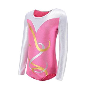Imagem de Fancyes Collant de ginástica para meninas Roupa de dança manga longa roupa rosa Roupas de balé para meninas Roupas de dança atlética Collant atlético Vestido, 8