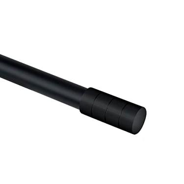 Imagem de Kit de haste extensível de 1,6 m a 3 m, espessura do tubo de 25 a 28 mm, 2 pontas cilíndricas decorativas, preto