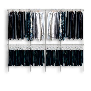 Imagem de Arara cabideiro aramado trilho parede closet loja suspenso Br 3,10 m