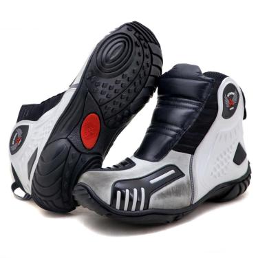 Imagem de Bota motociclista unissex emborrachada em couro legítimo semi-impermeável - Atron Shoes-Unissex