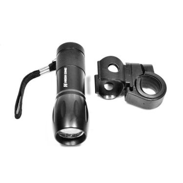 Imagem de Farol Bike 9 Leds Com Suporte Plástico e Bateria Preto High One-Unissex