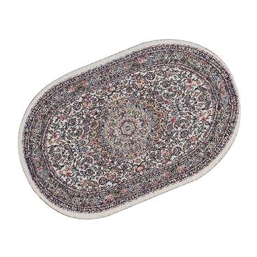 Imagem de Tapete Oval, Tapete Em Miniatura Tecido Delicado Lindo 1/12 Colorido para Casa de Boneca (B02 Bege)