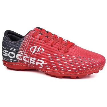 Imagem de Chuteira Society Grama Sintética Runway Soccer Masculino Tamanho:39;Cor:Vermelho