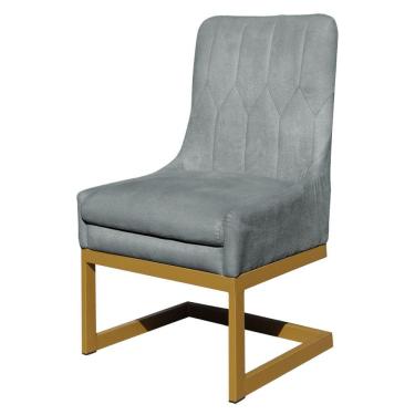 Imagem de Cadeira Poltrona Estofada para Sala de Jantar Valentina Veludo Base Dourada - Estopar