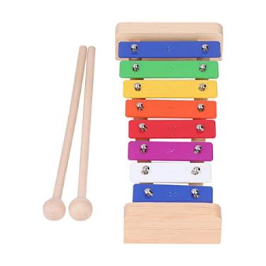 Imagem de Xilofone Para Crianças E Bebês 8 Notas Barras De Alumínio Coloridas Xilofone De Madeira Songbook E Marretas Seguras Para Crianças Glockenspiel Profissional Com 2 Marretas Ótimo Aniversário