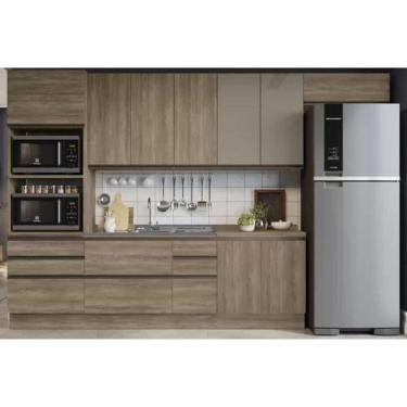 Imagem de Cozinha Compacta Maxxi 7pçs 1 Paneleiro 3 Aéreos 2 Balcões 1 Complemento Cz218 Nogal -...