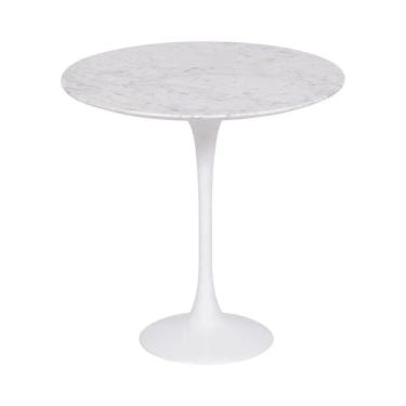 Imagem de Mesa Saarinen Lateral Carrara 42cm - Base Branca