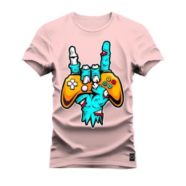 Imagem de Camiseta Plus Size T-shirt Unissex Algodão Rock Game Rosa G3