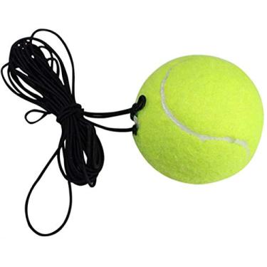 Imagem de Neuvikter Bola de treino de tênis com corda elástica, bola de tênis e corda de substituição para um único jogador de tênis para uso interno e externo (6 peças)