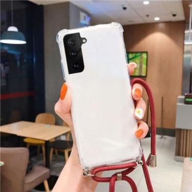 Imagem de Capa de telefone de silicone macio à prova de choque para Samsung M14 A54 A14 A34 A24 A23 A04E Crossbody Colar Cord Strap Lanyard Cover, Vinho Tinto, para A23E 5G