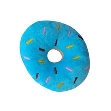 Imagem de Brinquedo De Pelúcia Pequeno Para Cães Pet Premium Cenoura Banana Melancia Laranja Morango Pirulito Donuts Pimenta Estrela Nuvem Coxa Beringela Nuvem Divertida (Donuts Azul)