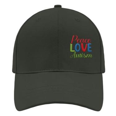 Imagem de Boné de beisebol Peace Love Autism Trucker Hat para adolescentes retrô bordado snapback, Verde escuro, Tamanho Único