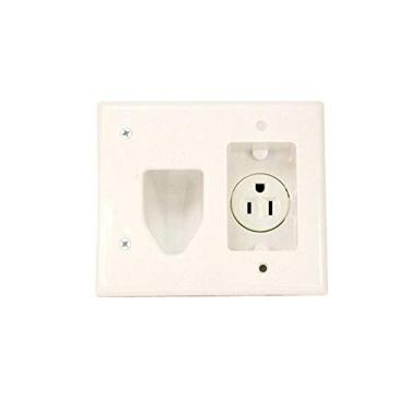 Imagem de Monoprice Placa de parede com cabo de baixa tensão 104006 embutida com potência embutida, branca