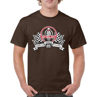 Imagem de Camiseta masculina Shelby American Classic Vintage Mustang Cobra Racing GT500 GT350 Muscle Car Powered by Ford 1962, Marrom, XXG
