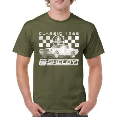 Imagem de Camiseta masculina clássica 1965 Shelby GT350 American Retro Legend Mustang Cobra Muscle Car Racing Powered by Ford, Verde militar, M