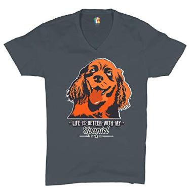 Imagem de Camiseta Life is Better with My Spaniel Gola V Dono do Animal de Estimação I Love My Dog, Carvão, P