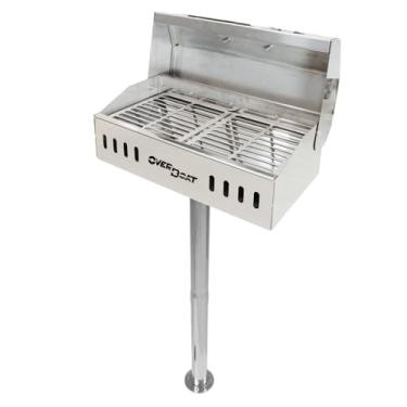 Imagem de Churrasqueira Náutica Retangular Overboat P-460 Inox 304 com Grelha Bipartida | Modelo Base para Lanchas (Sem Tábua)