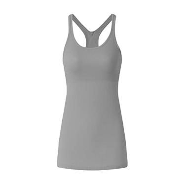 Imagem de Camiseta regata feminina com costas nadador com estampa estampada para sair, camiseta sexy de verão, blusa rodada, colete de festa, F, M