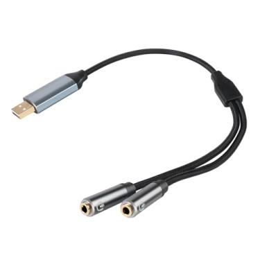 Imagem de belipro Adaptador USB para conector de áudio de 3,5 mm, TRRS USB para conector de áudio AUX, placa de som estéreo externa para fone de ouvido, alto-falante, Mac, PS5, PC, laptop, desktops...
