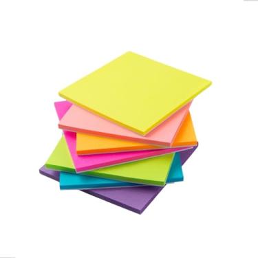Imagem de Kit 4 Blocos auto adesivos 400 folhas 7,5x7,5 anotação neon post cores variadas it