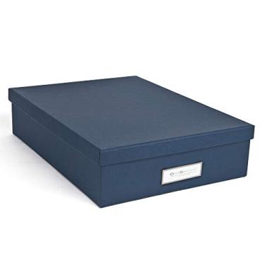 Imagem de Bigso Box of Sweden Oskar — Caixa organizadora de documentos com moldura de papelão para papelada – Armazenamento de documentos com tampa e janela de etiqueta de metal – 8,4 cm x 25,9 cm x 35,1 cm