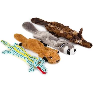 Imagem de Brinquedos barulhentos para cães sem enchimento, brinquedo para cães enrugados com tecido de camada dupla durável para animais pequenos e grandes conjunto de brinquedos de mastigar (6 peças)