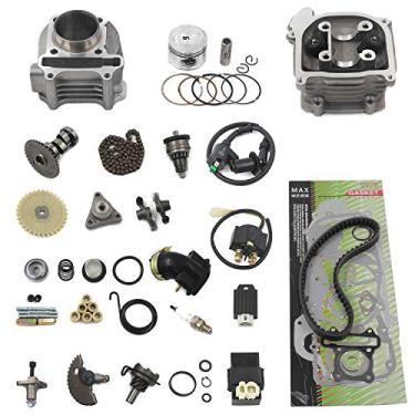 Imagem de Trkimal Kits de reconstrução de cilindro GY6 Kits de atualização de furo grande de 47 mm 80cc para motores 49cc 50cc 139QMB 64 mm Peças de ciclomotor de scooter de válvula, peças de motor GY6 para