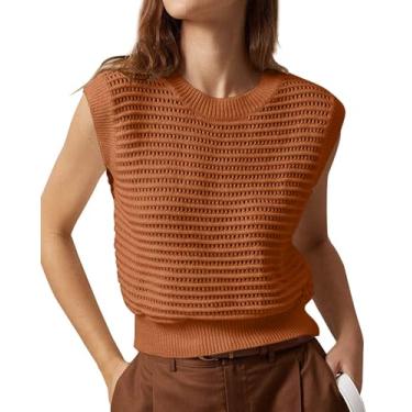 Imagem de Lueluoye Regata feminina de verão 2024 suéter pulôver leve sem mangas vermelho P