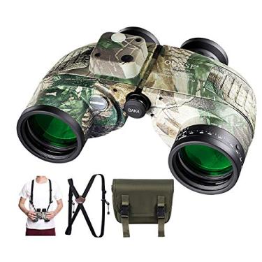 Imagem de QUNSE Binóculos marinhos 10 x 50 para adultos, binóculos à prova d'água com bússola rangefinder, BAK4 Prism Navigation Birdwatching Hunting (camuflagem)