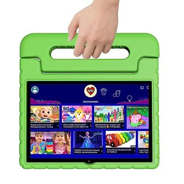 Imagem de VNEIMQN Tablet para crianças, tablet infantil de 10,1 polegadas, 4 GB + 64 GB Android 13, CPU de 8 núcleos, bateria WiFi 12H 1280 x 800 câmeras de tela HD, controle parental, verde