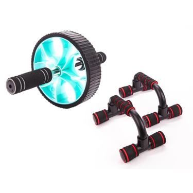 Imagem de Roda Abdominal Basic e Suporte Apoio Flexão De Braço Push Up-Unissex