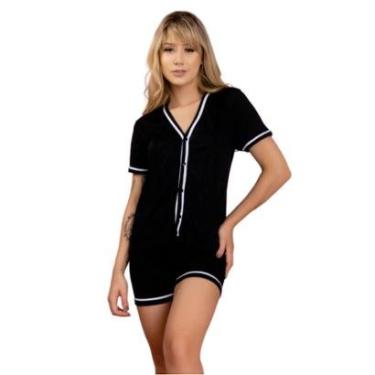 Imagem de Pijama Americano Bloqueira Curto Vekyo Amamentação Aberto Botão Cirurgico Linha Noite-Feminino