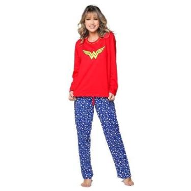 Imagem de Pijama Manga Longa Vekyo Estampado Mulher Maravilha Roupa Para Inverno Linha Noite-Feminino