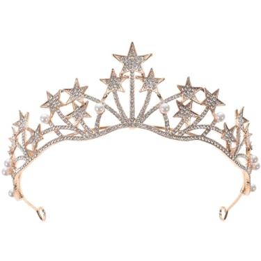 Imagem de 1 Unidade Coroa De Cabeça De Estrela Coroa De Casamento Estrela Tiara De Estrela Para Mulheres Acessórios De Cabelo Para De Cabelo Strass Cristal Grampo Noiva