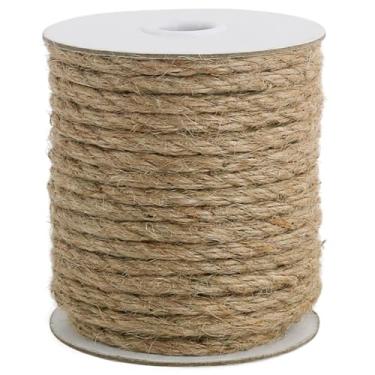Imagem de Vivifying Corda de juta de 6 mm, resistente natural marrom, 1,8 m para artesanato, arranhar gatos, jardinagem, agrupamento e pendurar