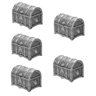 Imagem de 5 peças baú de tesouro caixa de joias estojo de armazenamento de anel mini estojo de joias caixas de lembrança caixas de bugigangas estojo de armazenamento de joias decoração de mesa caixa retrô vinta