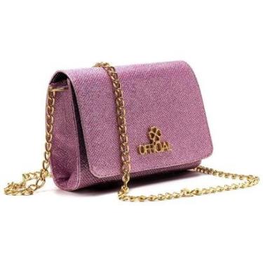 Imagem de Bolsa Feminina Baú Brilhante Festa Rosa-Feminino